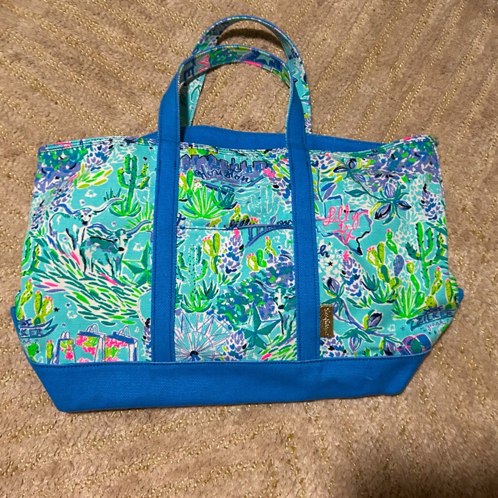 Lilly Loves Texas - Lilly Pulitzer Mercato Canvas Tote Bag